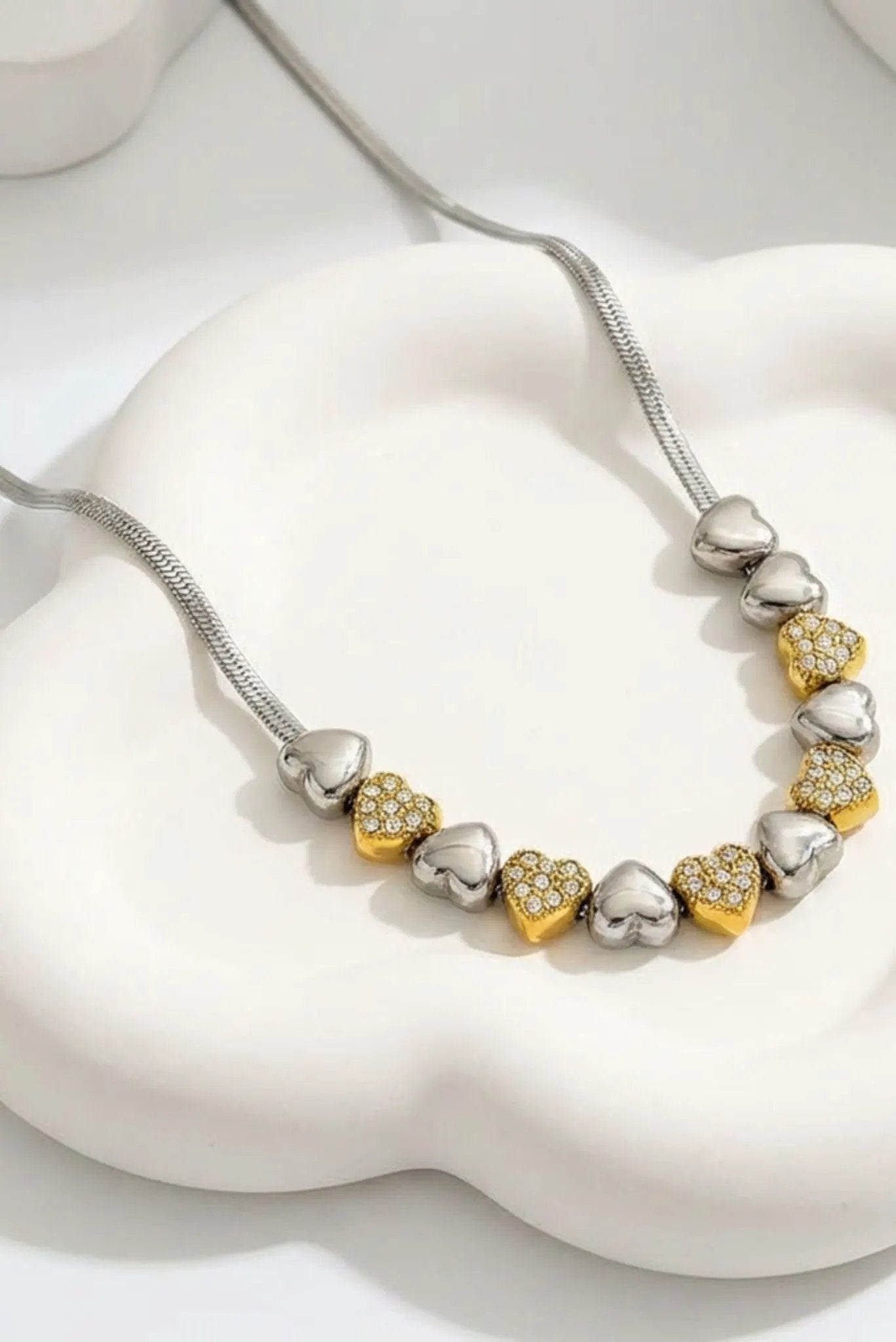 Sienna Waterproof Heart Teardrop Y-Necklace Two Tone by Akalia