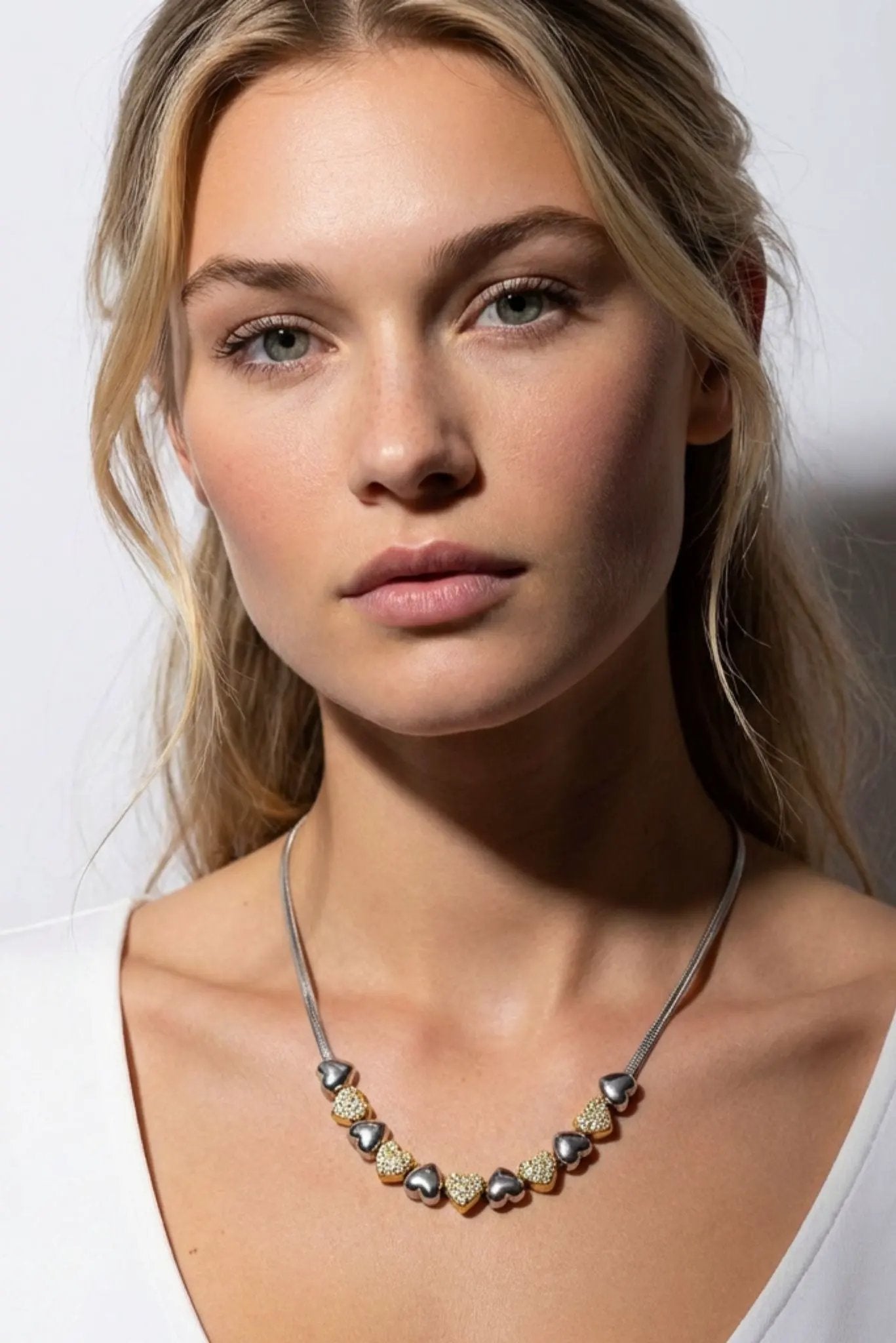Sienna Waterproof Heart Teardrop Y-Necklace Two Tone by Akalia