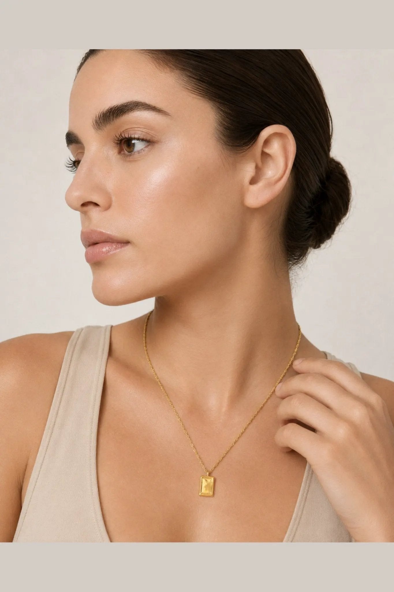 Soleil Waterproof Textured Medallion Necklace by Akalia