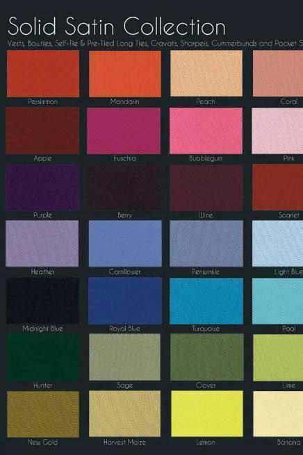 Solid Satin Swatch Card by Tux-USA