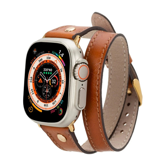 Syracuse Double Tour Leather Bands for Apple Watch 9, Ultra 2 and SE by TORONATA