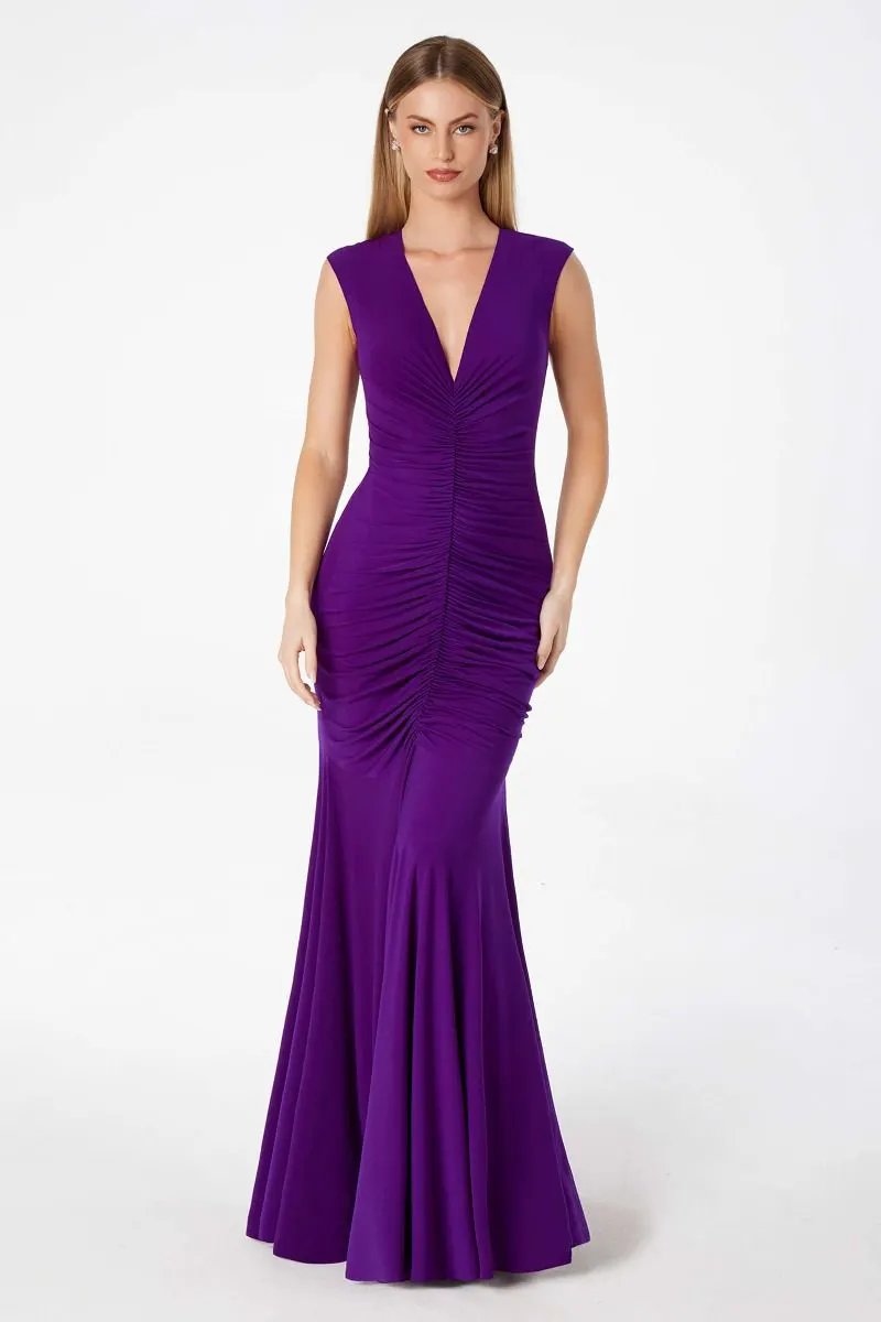 Mermaid dress V-neckline covered back by Tux-USA