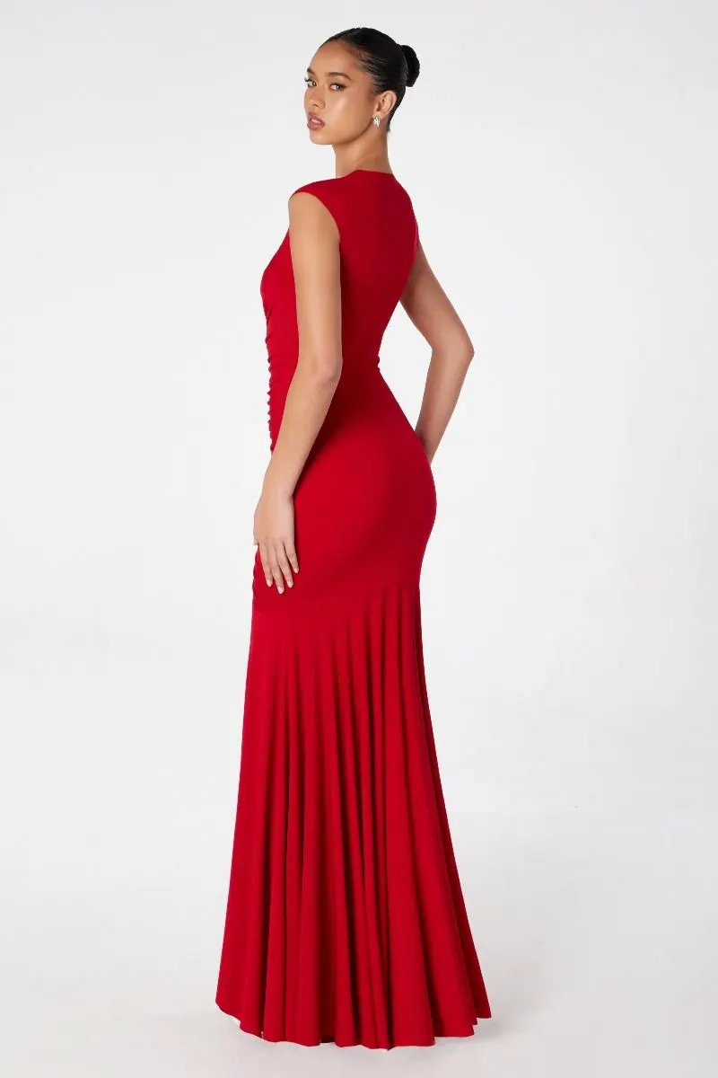 Mermaid dress V-neckline covered back by Tux-USA