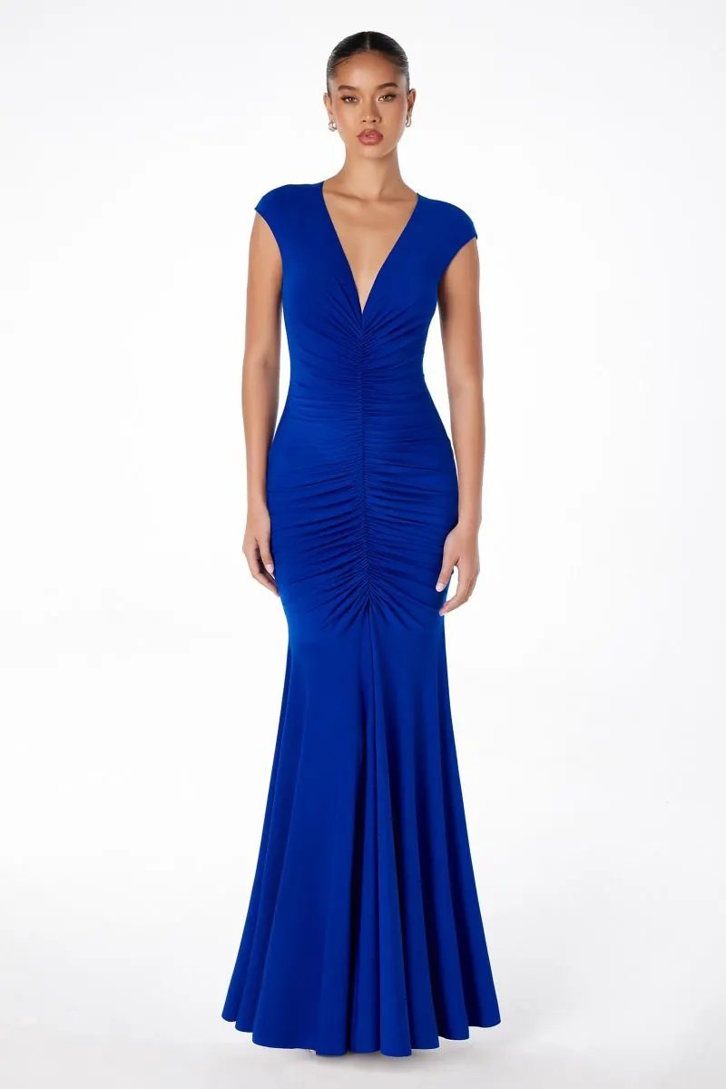 Mermaid dress V-neckline covered back by Tux-USA