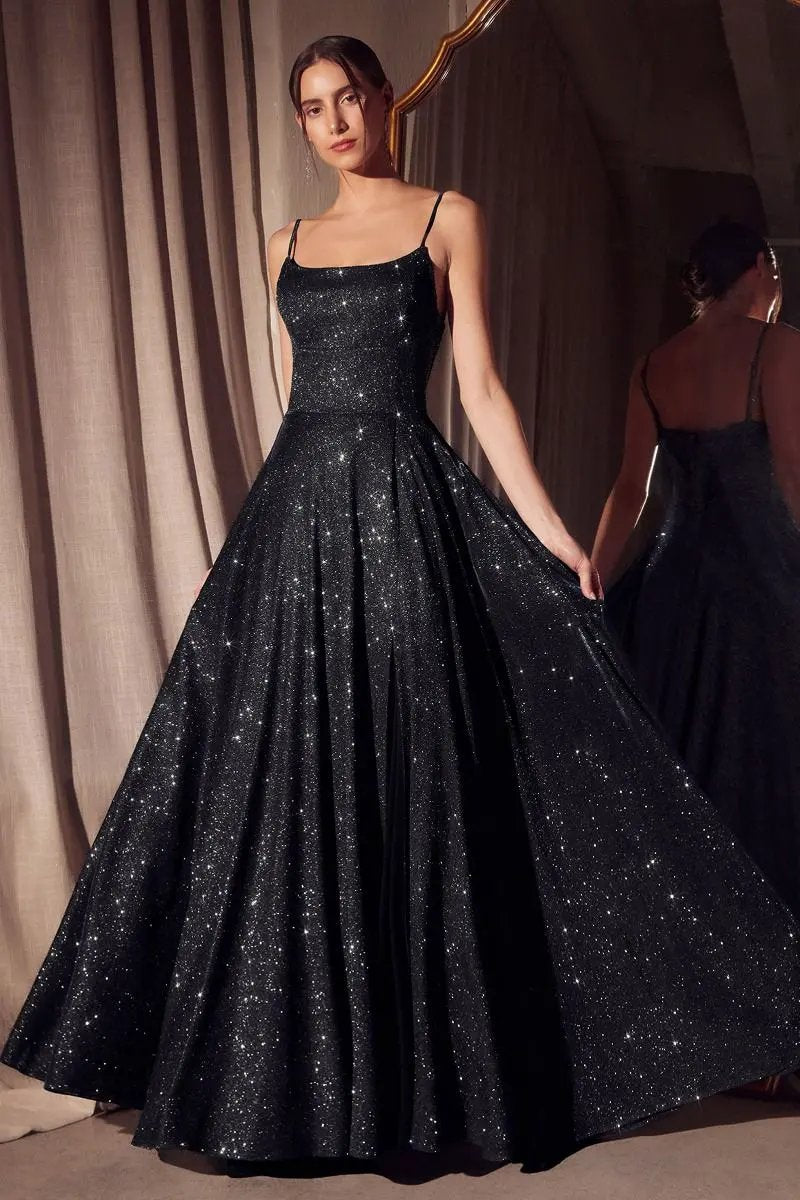 A-line dress with square neckline and thin straps by Tux-USA