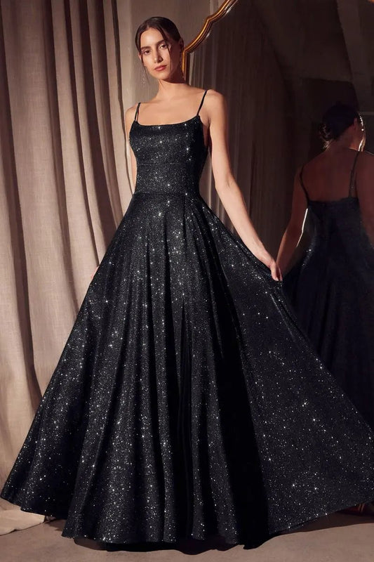 A-line dress with square neckline and thin straps by Tux-USA