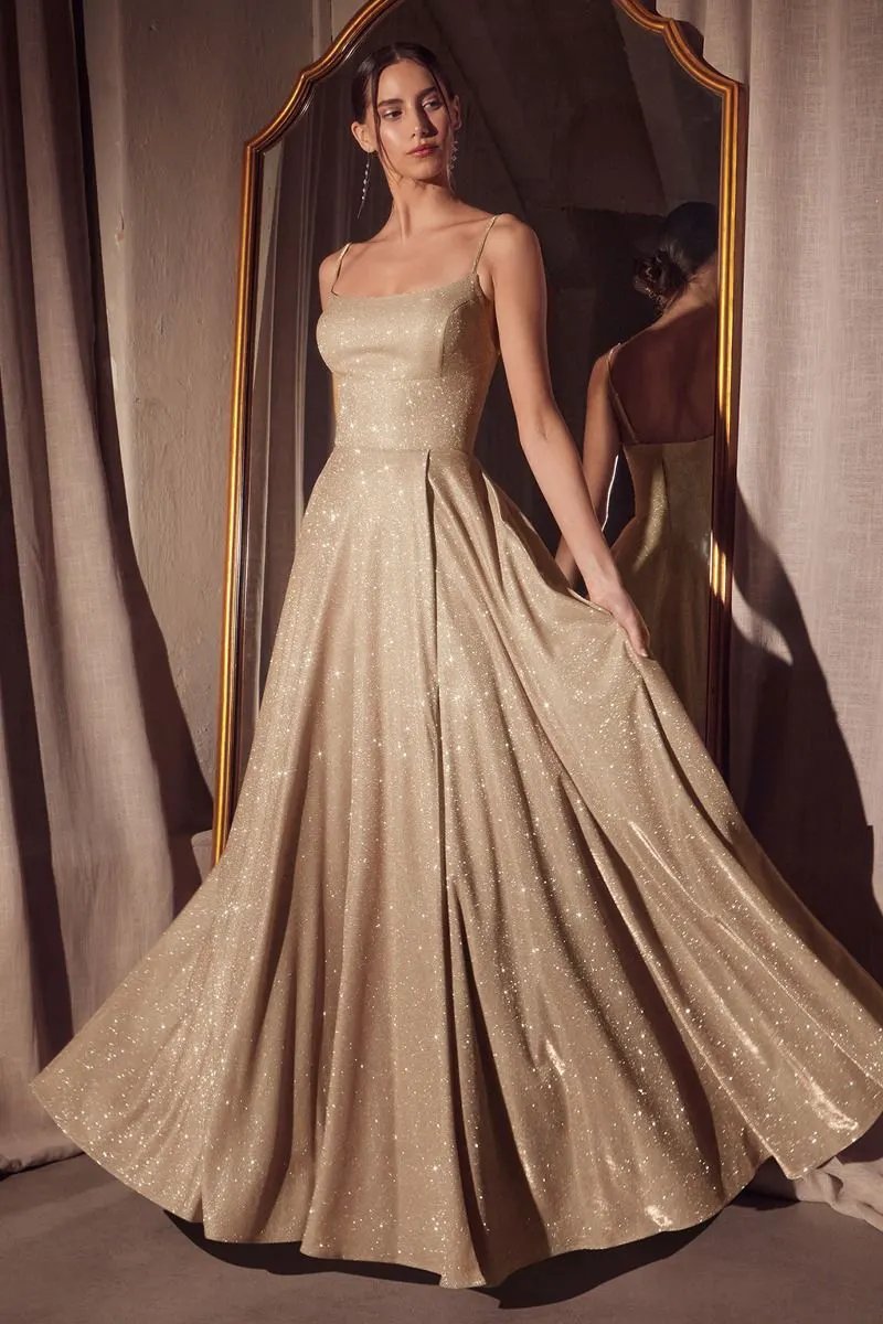 A-line dress with square neckline and thin straps by Tux-USA
