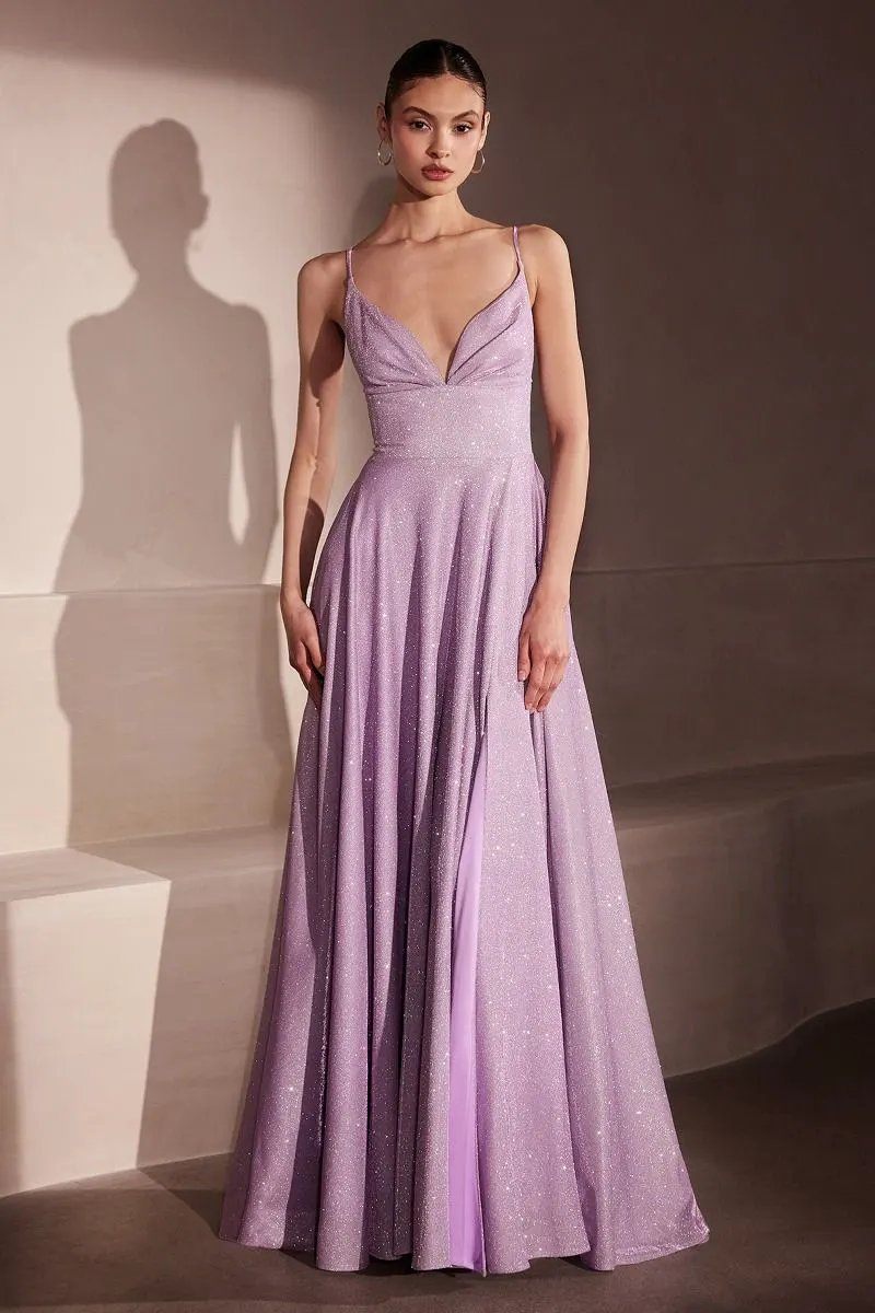 A-line dress with deep V-neck and spaghetti straps by Tux-USA