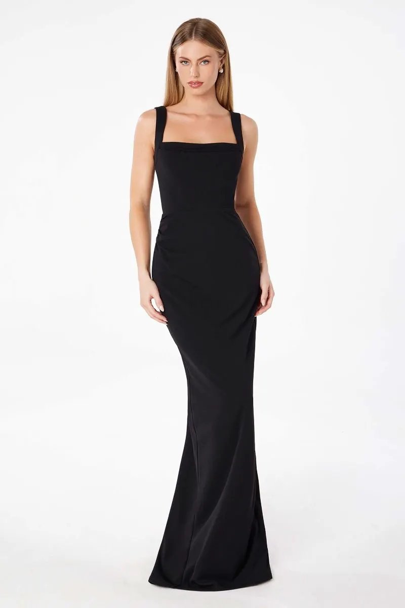 Mermaid dress with square neckline, straps and square back by Tux-USA