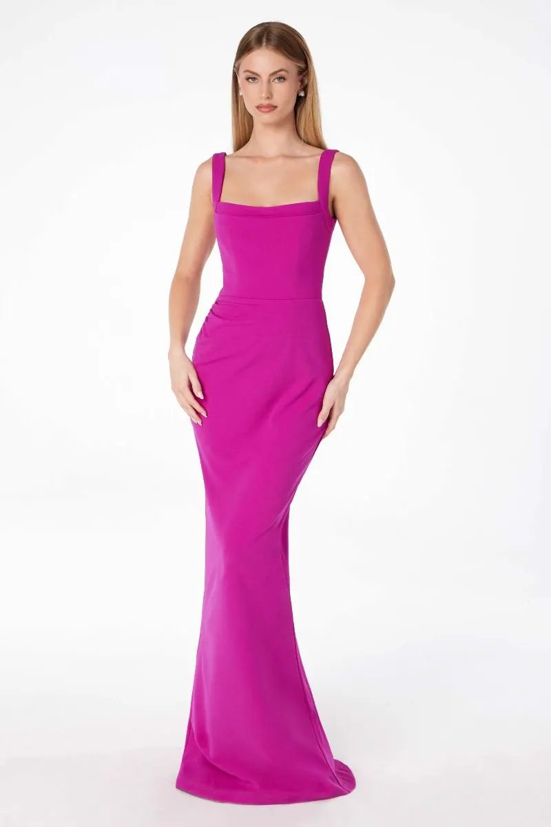 Mermaid dress with square neckline, straps and square back by Tux-USA
