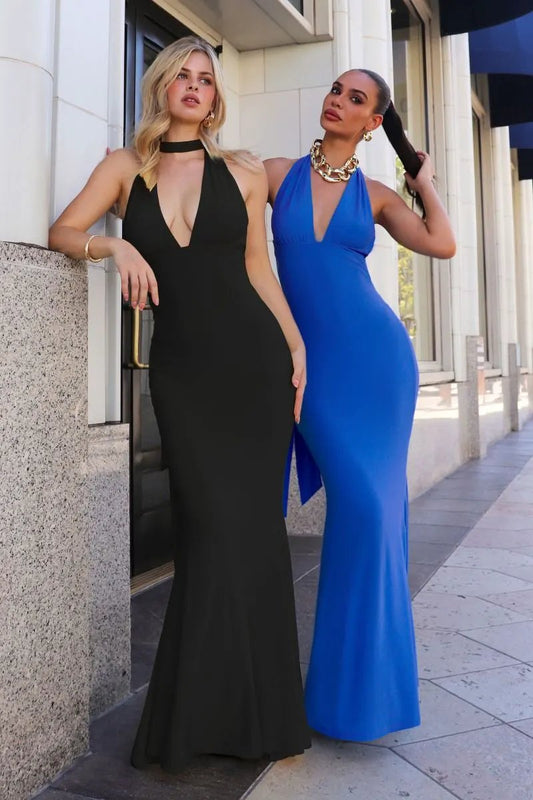 Deep V Halter Neckline Stretch by Tux-USA
