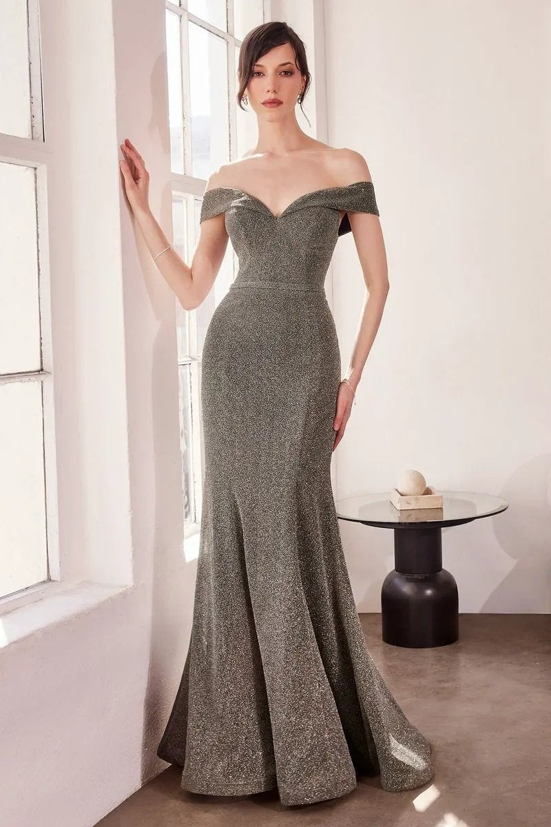 Sparkly Mermaid Dress With Sweetheart Neckline And Off-The-Shoulders by Tux-USA