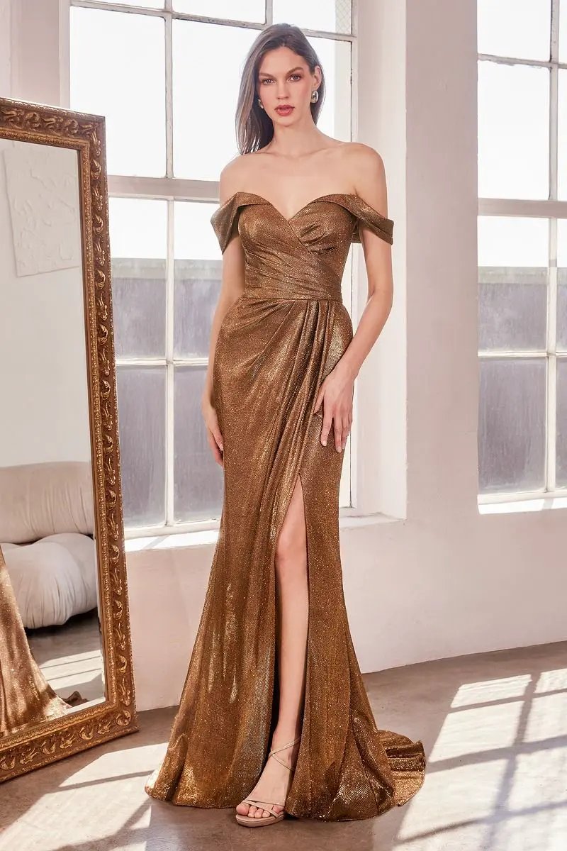 Shiny Off Shoulder Bodycon Dress by Tux-USA