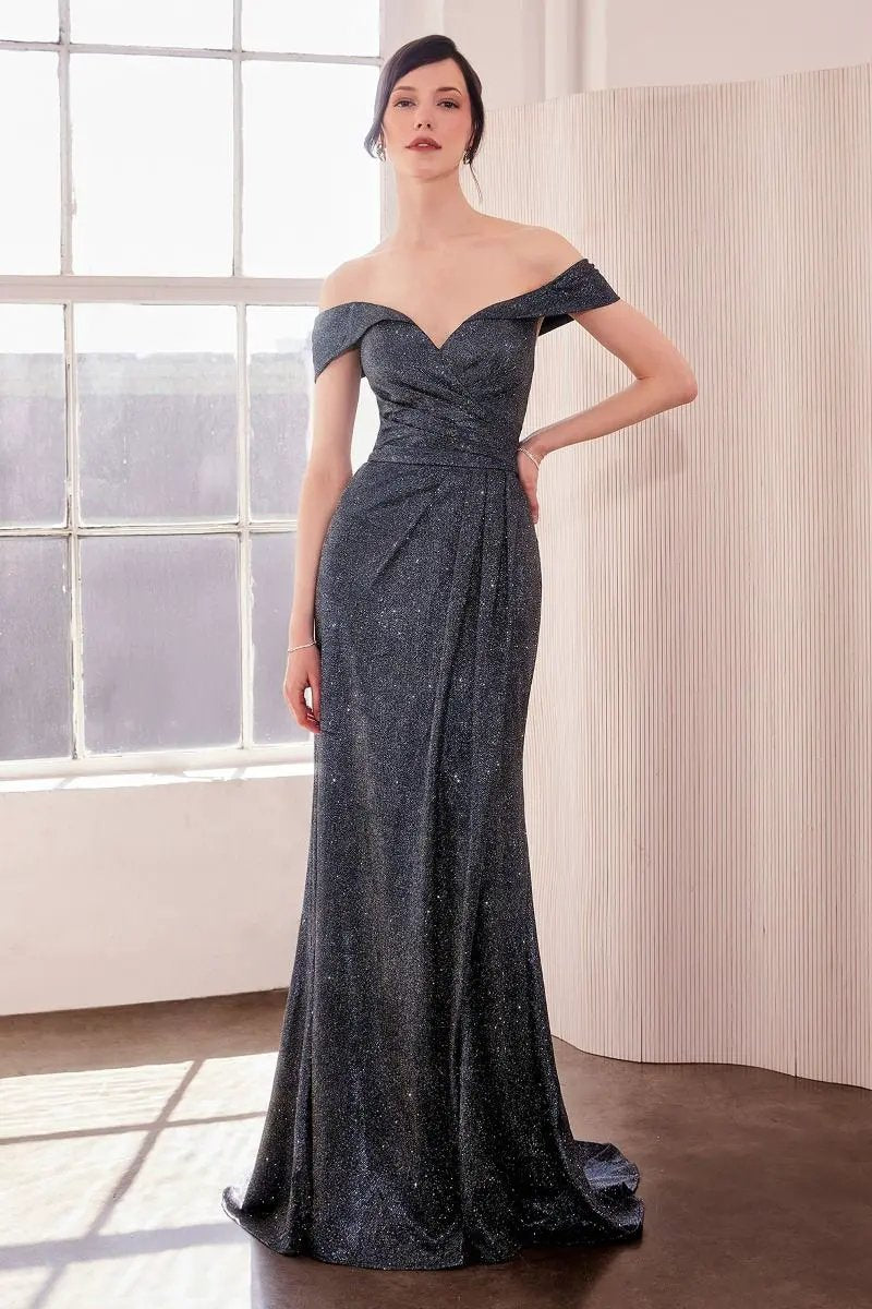 Shiny Off Shoulder Bodycon Dress by Tux-USA