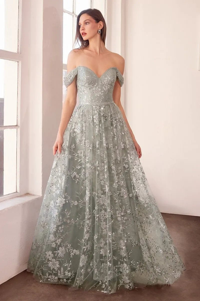 A-Line Dress With Dropped Shoulders by Tux-USA
