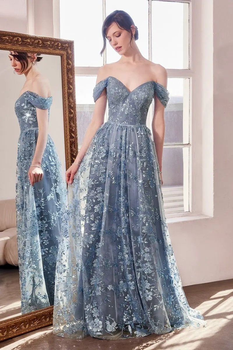 A-Line Dress With Dropped Shoulders by Tux-USA
