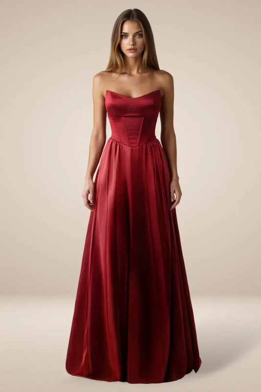 Sweetheart neckline Satin A-line dress by Partner Label
