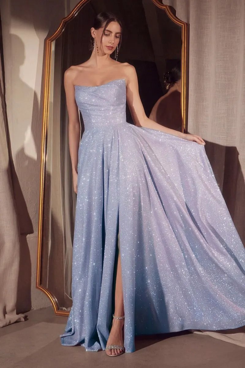 Strapless A-line dress with round neckline and bodice by Tux-USA