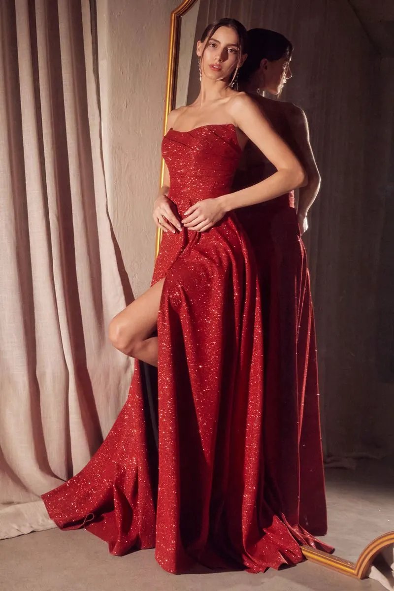 Strapless A-line dress with round neckline and bodice by Tux-USA