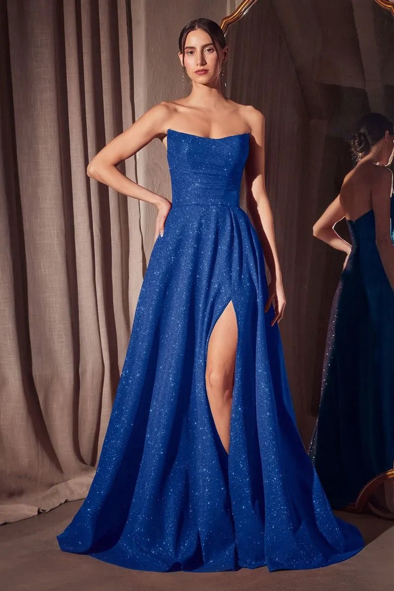Strapless A-line dress with round neckline and bodice by Tux-USA