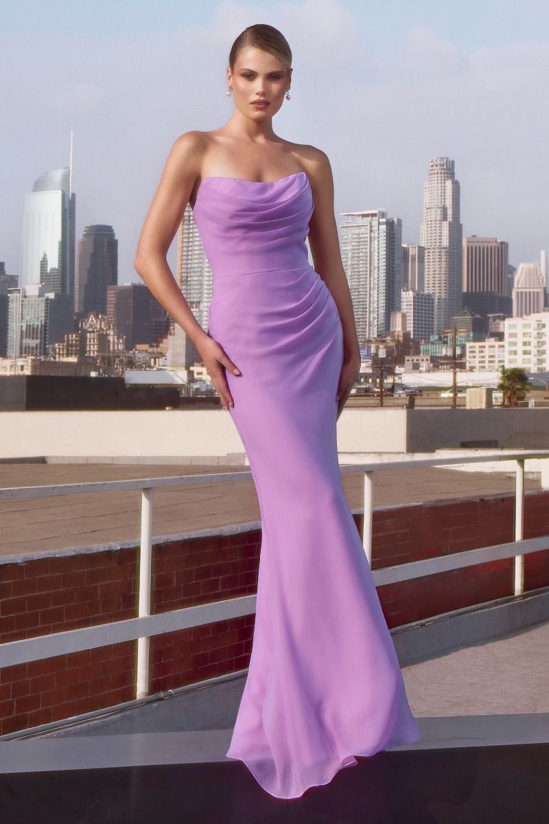 Strapless Scoop Neckline Bodycon Dress With A Beautifully Gathered Bodice And Hip Line-2