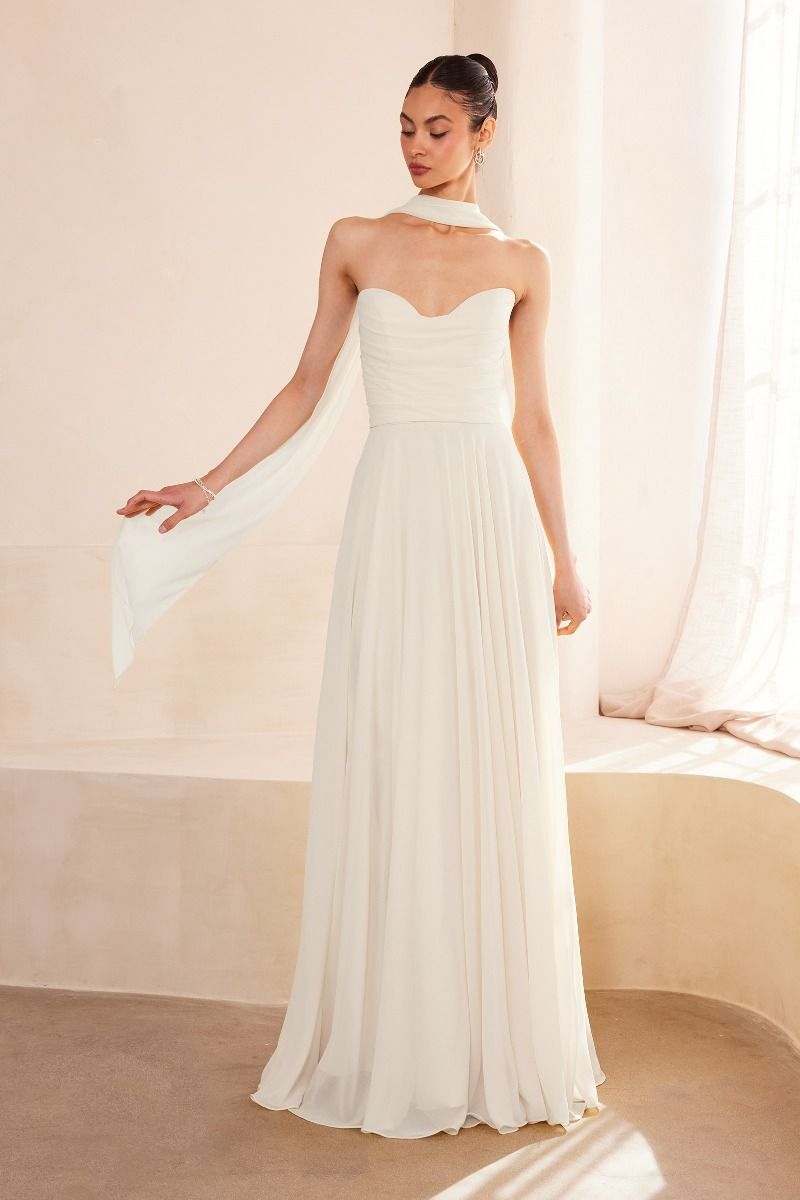Strapless Empire Waist Wedding Dress-0