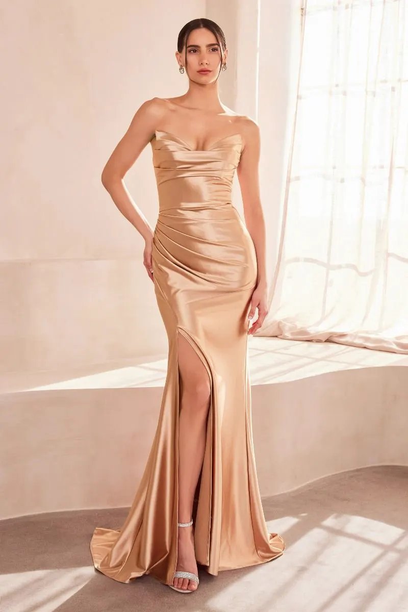 Strapless V-neck bodycon dress by Tux-USA