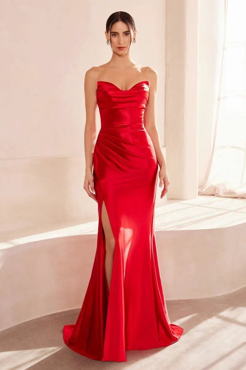 Strapless V-neck bodycon dress by Tux-USA