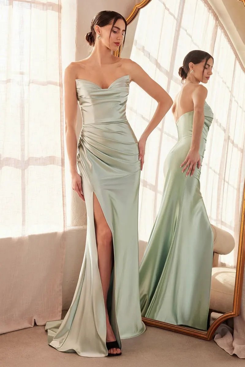 Strapless V-neck bodycon dress by Tux-USA