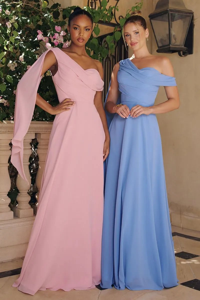 One Shoulder Chiffon Corset Gown by Tux-USA