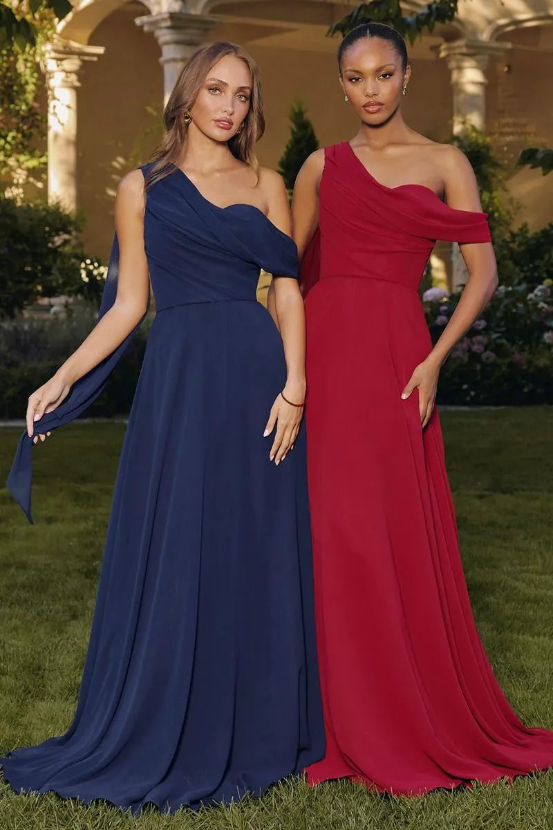 One Shoulder Chiffon Corset Gown by Tux-USA