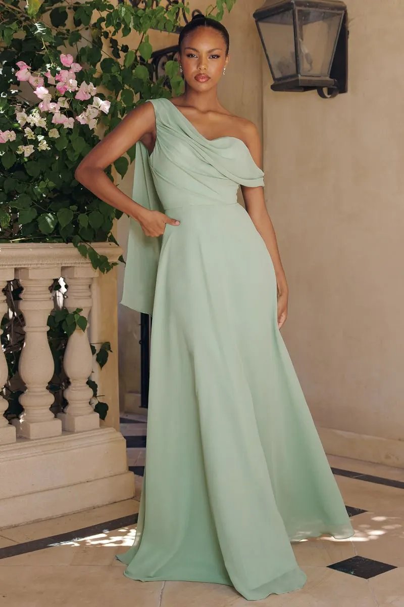One Shoulder Chiffon Corset Gown by Tux-USA