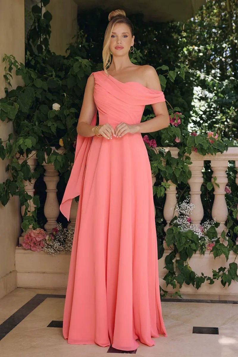 One Shoulder Chiffon Corset Gown by Tux-USA