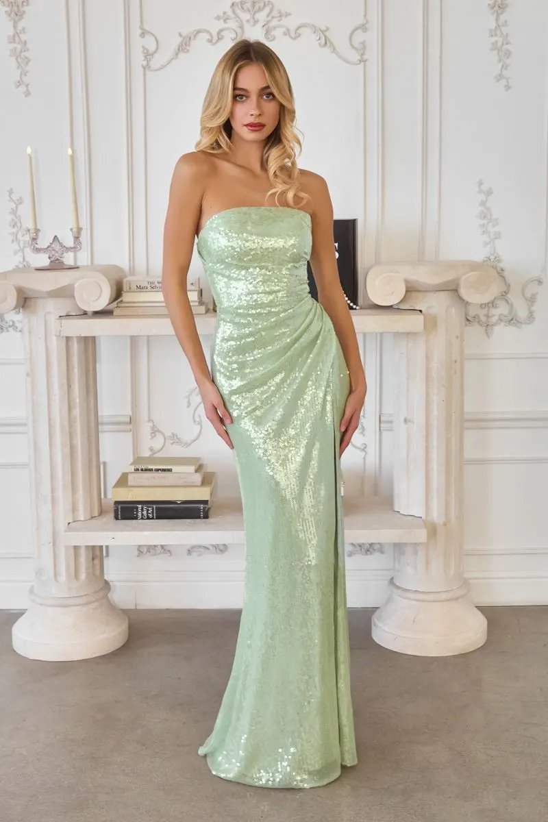 Strapless Neckline Sequin Fabric by Tux-USA