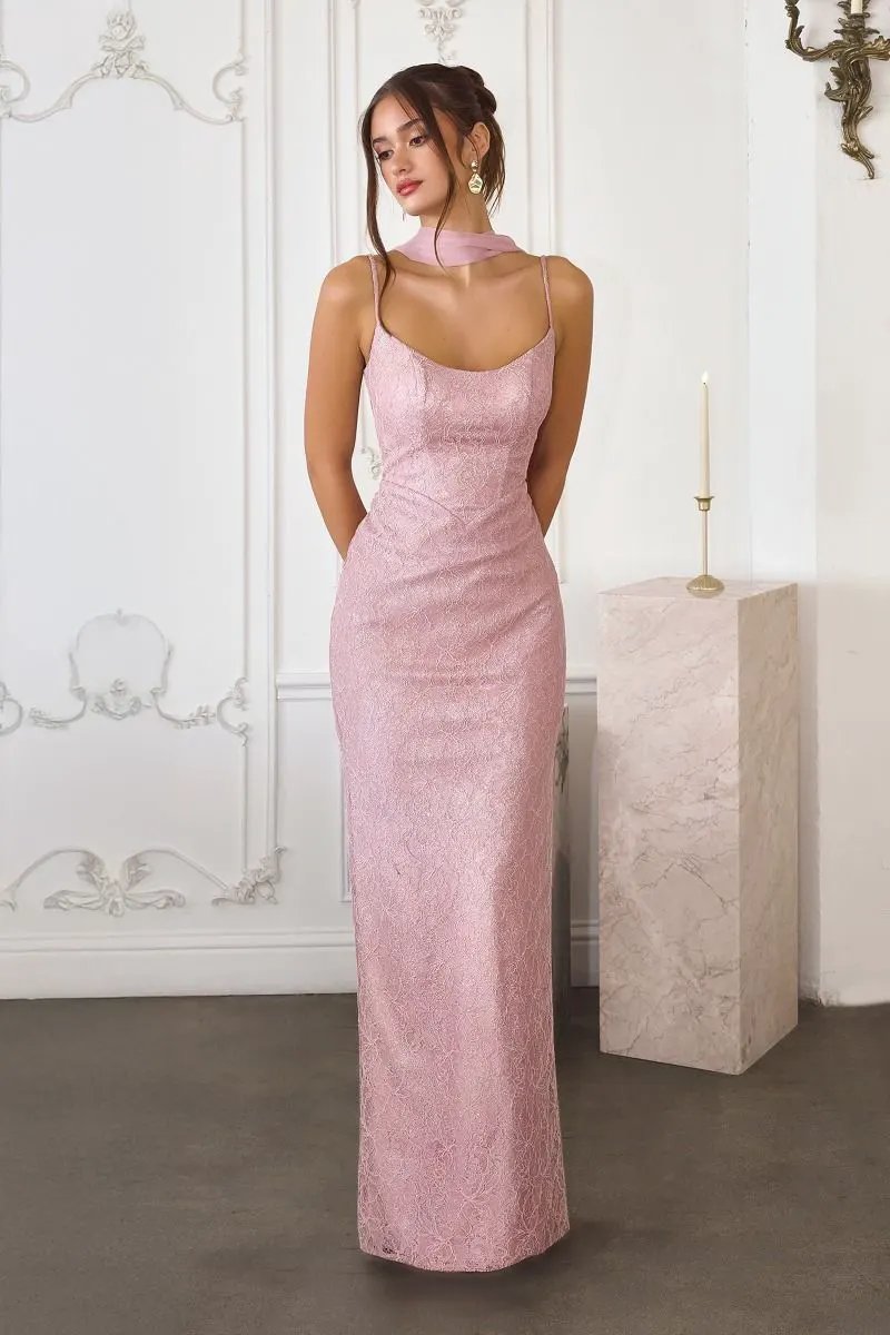 Shimmering Lace Texture Spaghetti Straps by Tux-USA