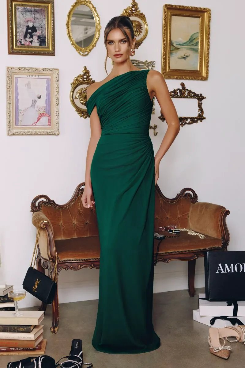 One-shoulder Neckline Draped Chiffon by Tux-USA