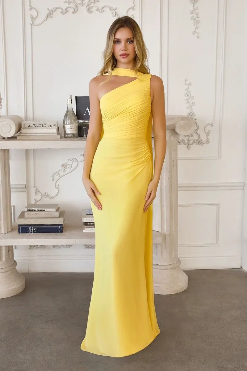 One-shoulder Neckline Draped Chiffon by Tux-USA