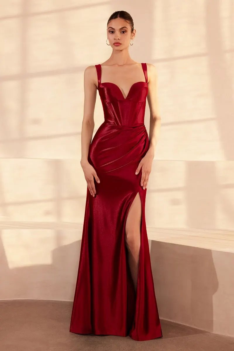 Square Neckline Fitted Dress by Tux-USA