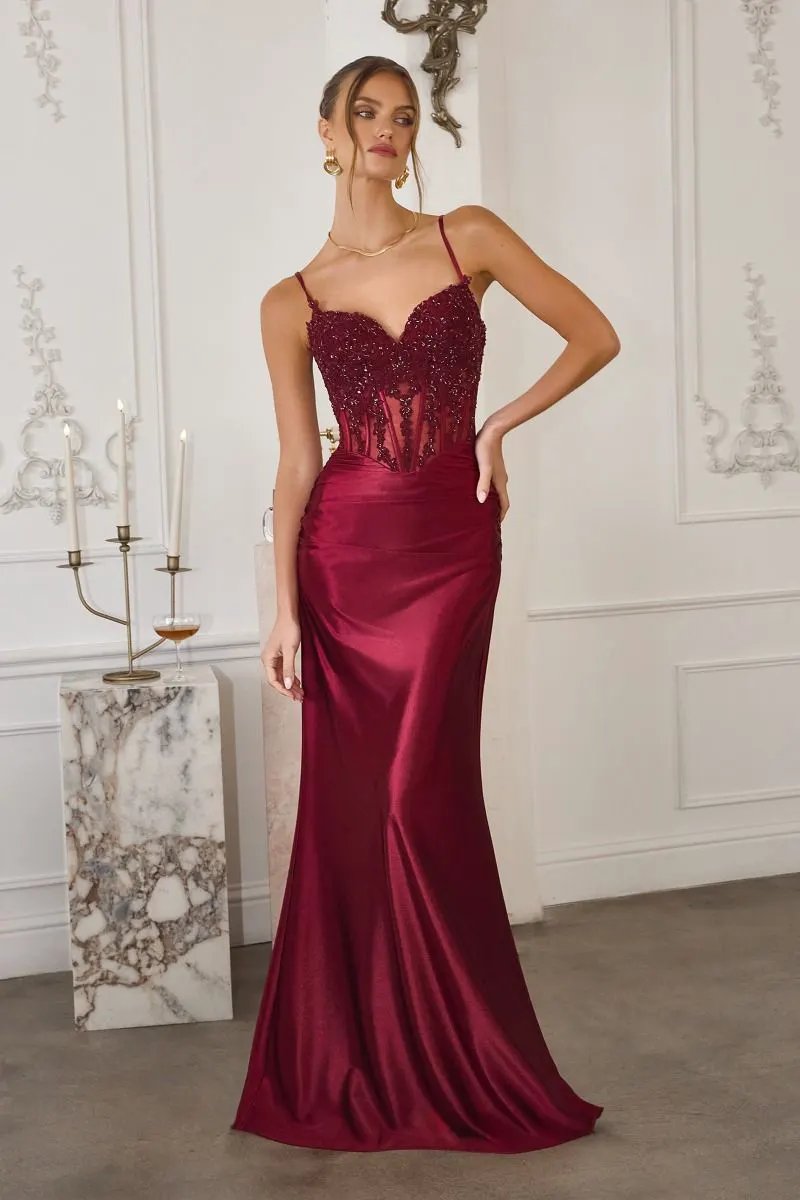Embellished sheer corset bodice, lace-up back & delicate straps by Tux-USA