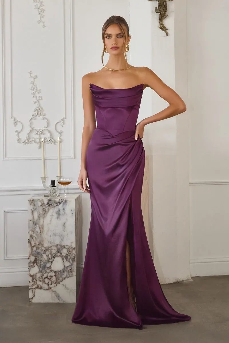 Stretch Satin Neckline Removable Straps by Tux-USA