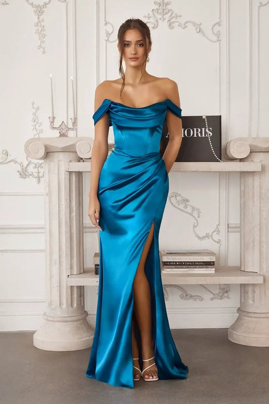 Stretch Satin Neckline Removable Straps by Tux-USA