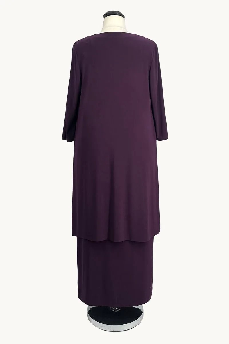 Plus Size Midi Sheath Dress with Draped Overlay Jacket by Tux-USA
