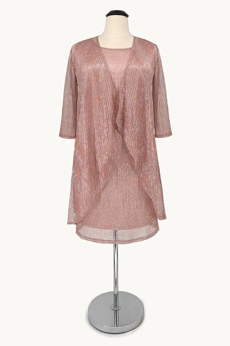 Plus Size Sequin Sheath Dress with Chiffon Overlay Jacket by Tux-USA