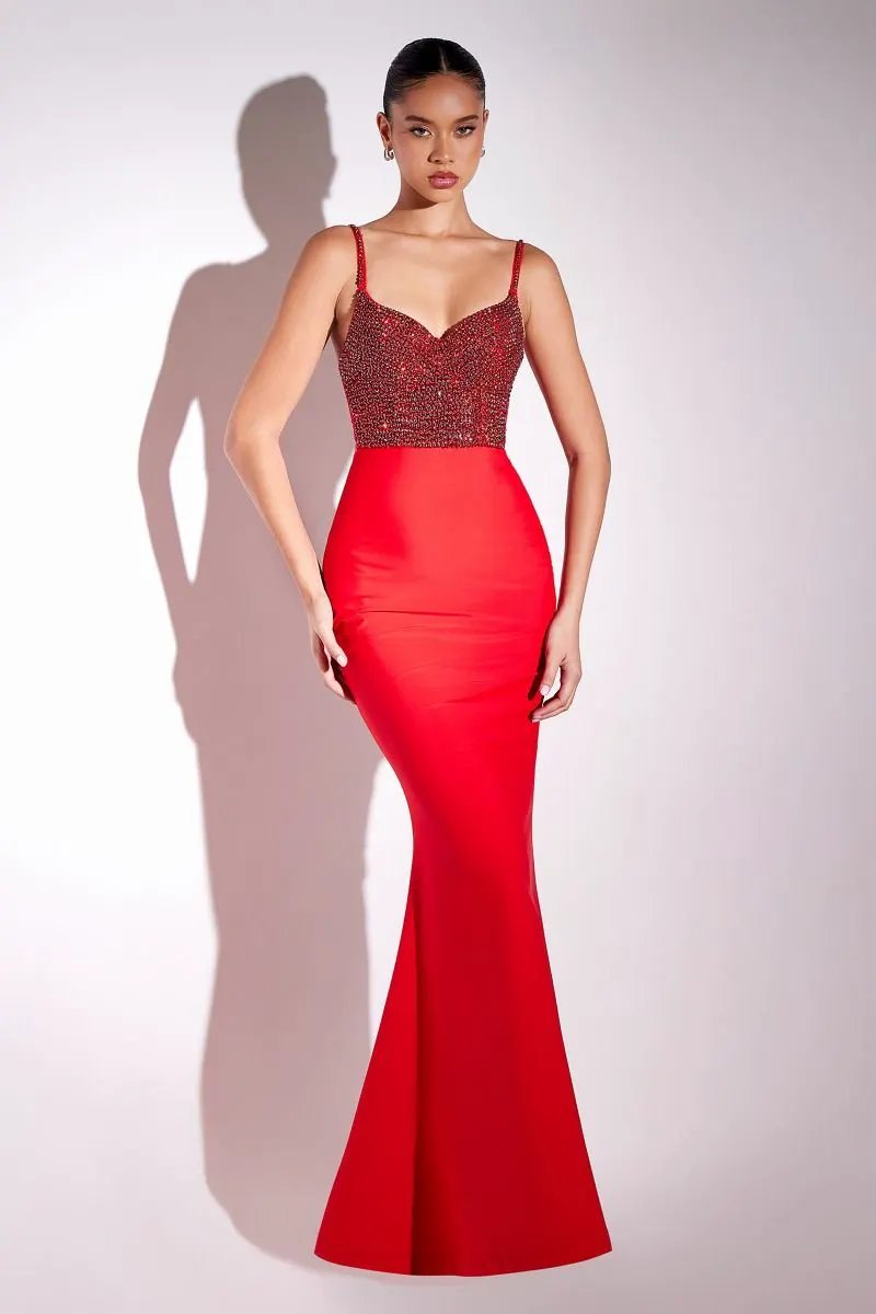 Fitted Dress With A Sweetheart Neckline, Spaghetti Straps And A Fully Beaded Bodice by Tux-USA