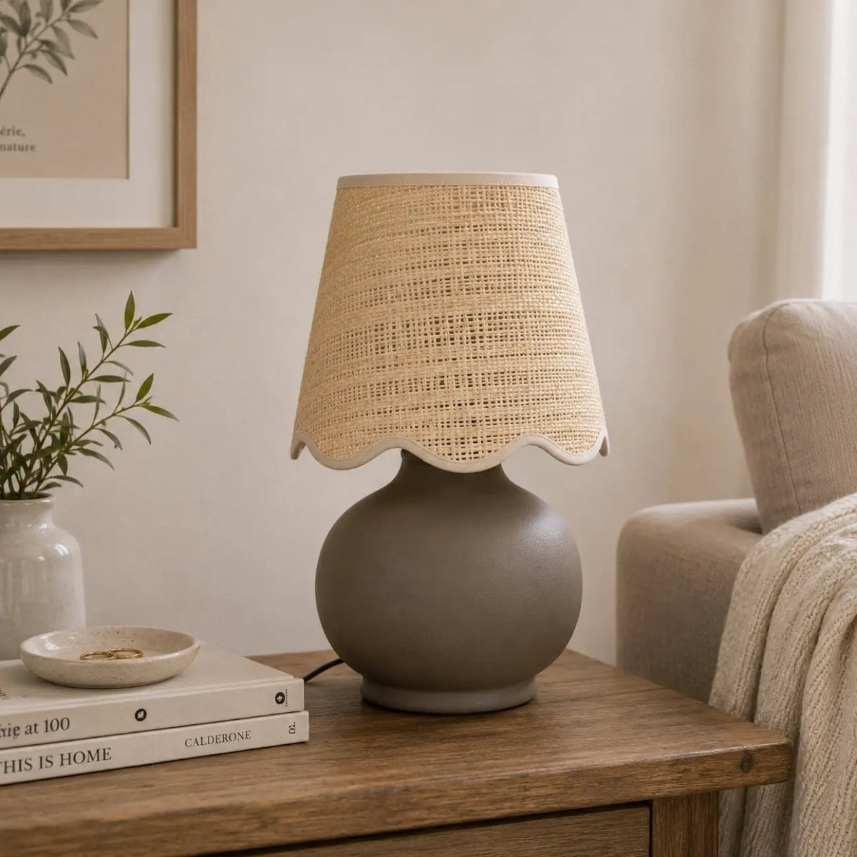 Benton Handmade Ceramic Table Lamp with Cotton Shade by TORONATA