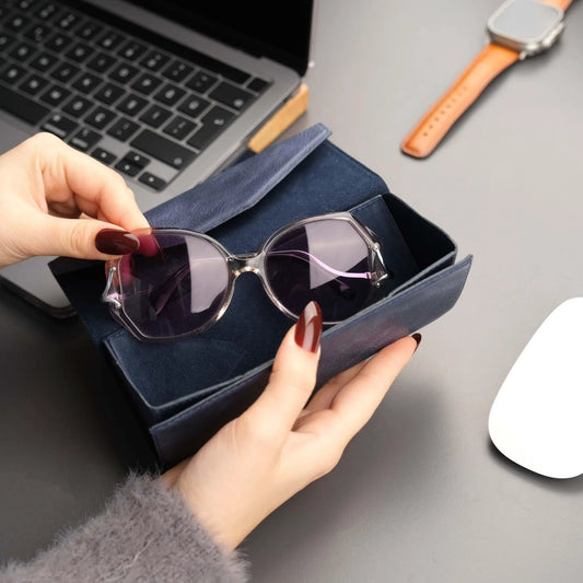 Triangle Leather Glasses Case – Vintage Eyewear Holder by TORONATA
