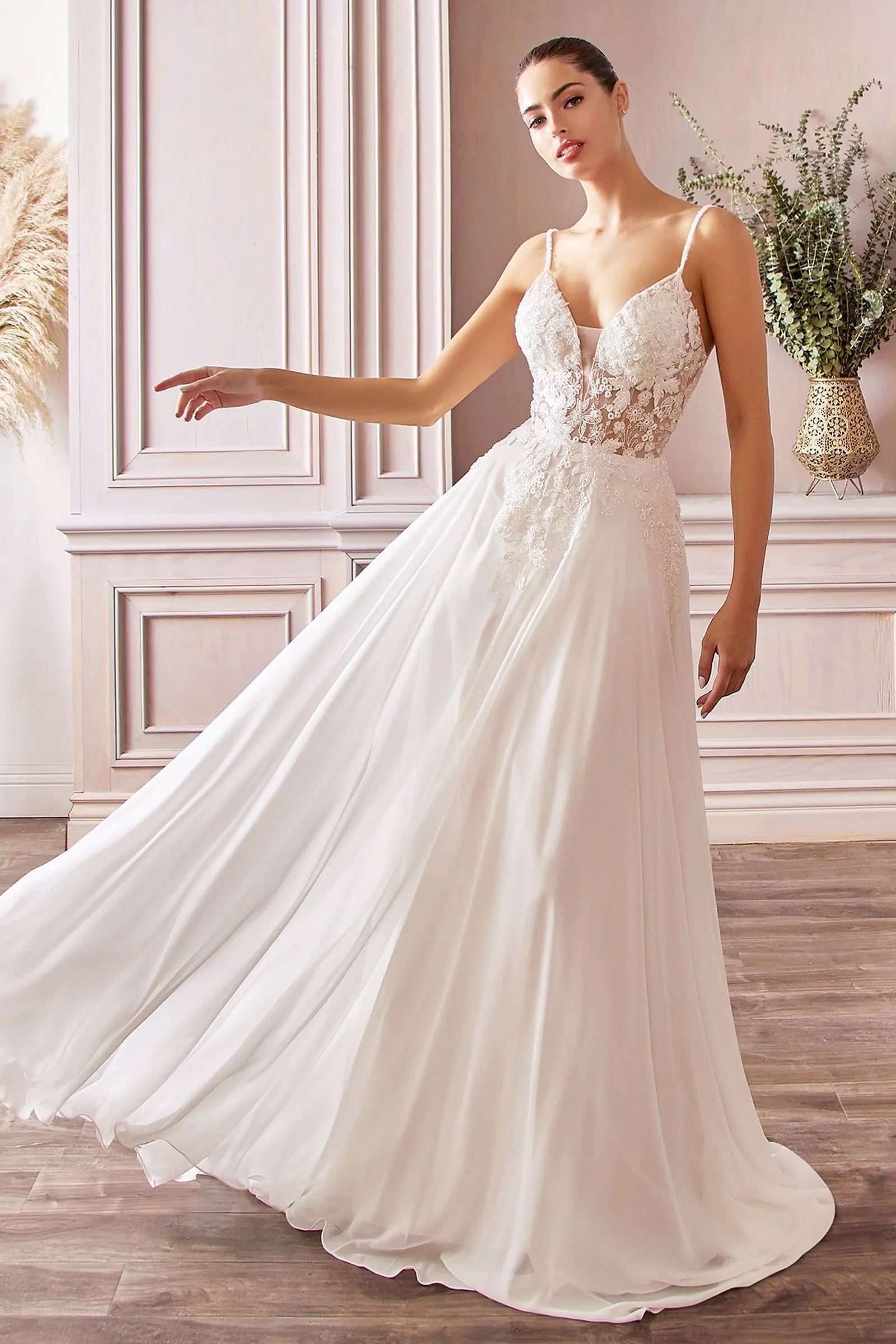 A-Line Chiffon Bridal Gown by Tux-USA