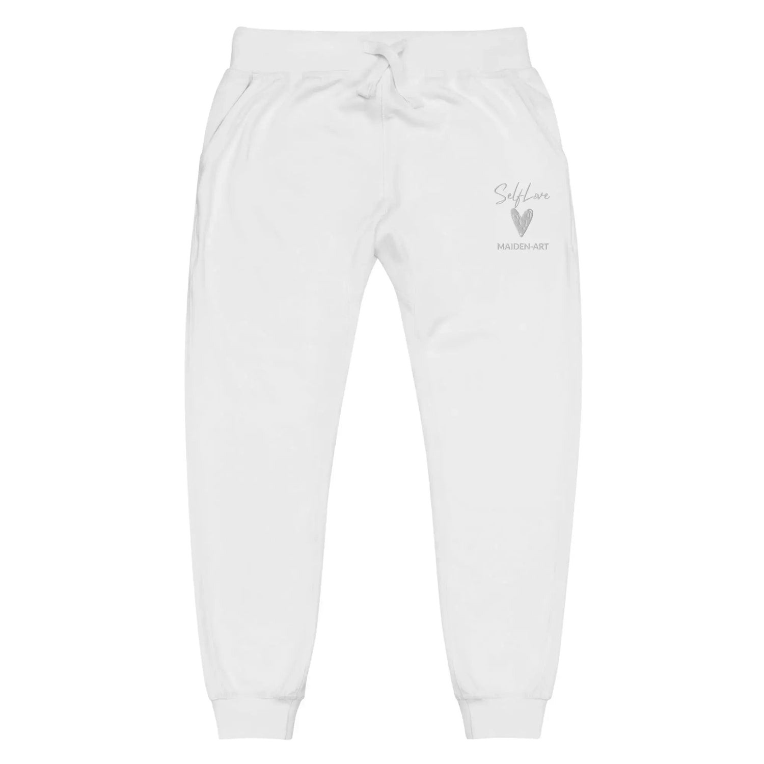 Self Love Unisex fleece sweatpants with Embroidery fashion sweatpants by Maiden-Art
