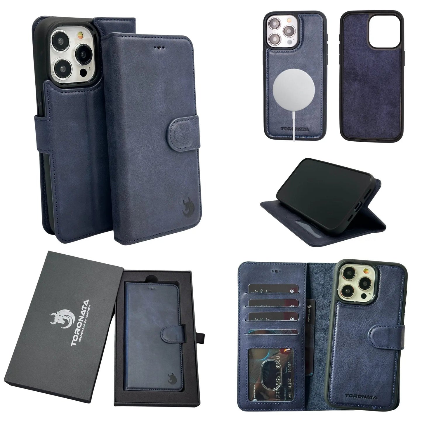 Vegas Premium Leather iPhone 15 Pro Max Wallet Case with MagSafe | Detachable RFID Blocking Luxury Wallet by TORONATA