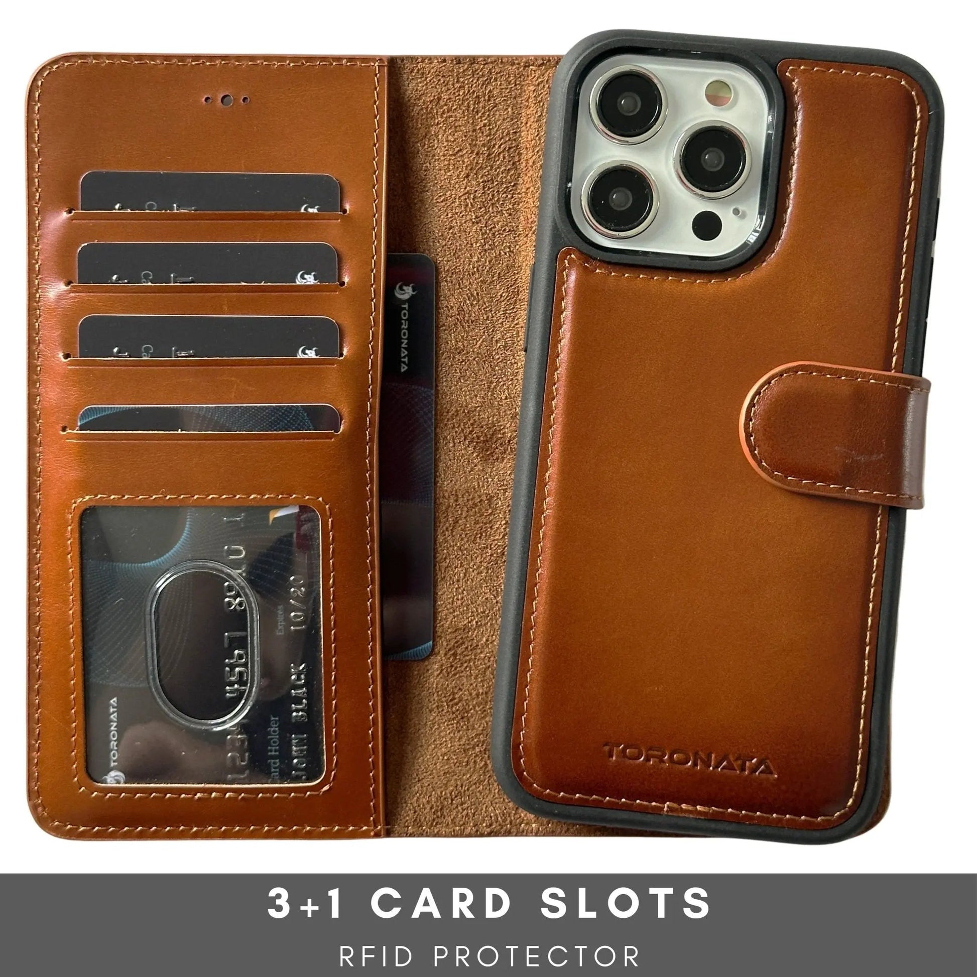 Vegas Premium Leather iPhone 15 Pro Max Wallet Case with MagSafe | Detachable RFID Blocking Luxury Wallet by TORONATA